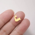 Golden bicep muscle arm pendant for DIY stainless steel sports jewelry making - Gold Muscle Arm
