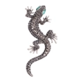 Vintage lizard brooch in gunmetal finish with sparkling crystals and green gem eyes - Grey Style (YNCP0892灰色蜥蜴)
