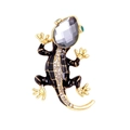 Elegant lizard brooch with black enamel and gold finish featuring sparkling crystals - Black Color Style (YNCP2455壁虎)