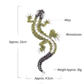 Lizard crystal brooch with green and black rhinestones, 10cm animal lapel pin - Green Black Style (DW0262)