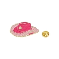 Pink glitter enamel cowboy hat pin with Let's Go Girls text and golden star accent - Zinc Alloy/Enamel / Pink Cowboy Hat/Let's Go Girls