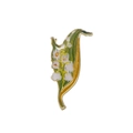 Broche muguet élégante avec feuilles vertes et finition en émail blanc brillant - Style Muguet Blanc(C2871-3)