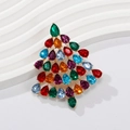 Elegant Christmas tree brooch with colorful gemstones set on a gold-plated base - HC0988 Gemstone Christmas Tree