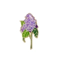 Broche fleur de lilas en émail violet et doré avec des feuilles vertes - Style Lilas Violet(C2871-4)