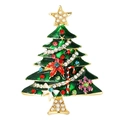 Spilla albero di Natale elegante in smalto verde con strass di cristallo colorati - HC0081 Albero di Natale Verde