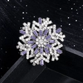 Broche flocon de neige argent et violet avec cristaux pour costumes élégants - Violet