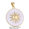 Detail of a golden sun pendant with white enamel inlay and micro-paved zircons - Style 10