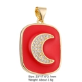 Detailed view of gold-plated red enamel tarot pendant with micro-set zircon crescent moon - Style 19