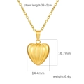 Polished gold heart pumpkin pendant necklace in titanium steel on a white background - Textured Heart Shape (Gold MS-607)