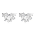 Irregular silver line fan-shaped earrings with pearls and small diamond accents - Irregular Zirconia Inlaid Steel Color (MS-588)