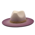 Two-tone gradient wool felt fedora hat in beige and violet with beaded trim - M (56-58cm) / Gradient Purple