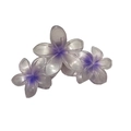 Three-pack transparent purple gradient plumeria flower hair claws in acrylic material - Pearly Triple Plumeria Claw [Purple]