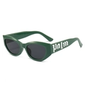 Occhiali da sole cat-eye vintage con montatura verde scuro e scritta Palm gotica - Montatura Verde Scuro Lenti Grigio Nero