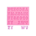 Pink silicone mold for DIY baking showing A-Z alphabet letters and finished samples - 1# Uppercase Letters / Pink