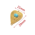 Ciondolo a cuore vintage in acciaio con pietra turchese, 21x29mm per gioielli DIY - 21mmx29mm / Blu (Colore Turchese)