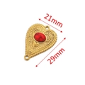 Connettore a cuore oro antico con pietra rossa per gioielli DIY, misura 21x29mm - 21mmx29mm / Rosso