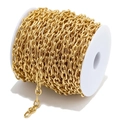 Cadena de eslabones ovalados de acero inoxidable dorado para creación de joyería DIY - Ancho de la cadena 6.5mm * 1m / Dorado