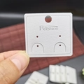 Single white square cardboard earring display card with Fashion print and hanging hook - 4*3.7cm