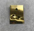Macro shot of golden brushed PVC jewelry display card for earrings with Fashion Jewelry text - PVC Gold