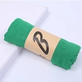 Emerald green crinkle cotton linen scarf with elegant kraft paper packaging label - 160*50CM / Green
