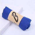Rolled blue cotton linen scarf with a decorative brown paper gift band wrap - 160*50CM / Blue