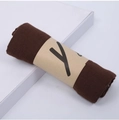 Dark brown cotton linen scarf rolled with a kraft paper band featuring a Y letter - 160*50CM / Coffee