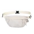 Bolso de pecho beige minimalista con correa ajustable y compartimentos con cremallera - Blanco