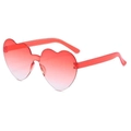Transparent red heart-shaped rimless sunglasses with gradient lenses for women - Two-tone C3
