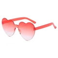 Frameless heart shaped sunglasses with red gradient lenses and transparent red temples - Two-tone C9