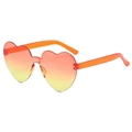Translucent red-orange gradient heart-shaped sunglasses with a rimless frame - Two-tone C11