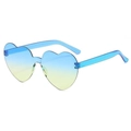 Blue and yellow gradient heart shaped rimless sunglasses with transparent temples - Two-tone C12