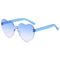 Blue gradient heart shaped rimless sunglasses with transparent temples for party fashion - Two-tone C15