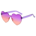 Frameless heart shaped sunglasses with purple-orange gradient lenses and purple temples - Two-tone C23