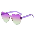 Heart shaped rimless sunglasses with purple green gradient lens and transparent frame - Two-tone C28