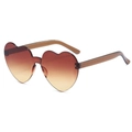 Heart-shaped rimless sunglasses with brown gradient lenses and transparent tea frames - Two-tone C31