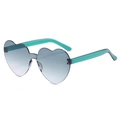 Blue gradient heart shaped rimless sunglasses with translucent green temples - Two-tone C36