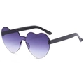 Chic rimless heart-shaped sunglasses featuring purple gradient lenses and black temples - Two-tone C38