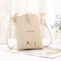 Mini sac de téléphone beige à bandoulière avec imprimé GO AWAY et motif cactus en cuir - Cactus / Blanc Cassé