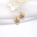 14K gold plated copper heart pendant with colorful zircon stones in an eye pattern - H-4801 Heart Evil Eye