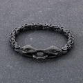 Men's black Byzantine chain bracelet with dual snake heads in stainless steel finish - Black (KB151152-Z)