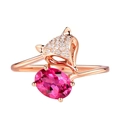 Anello a volpe in oro rosa con gemma rosa e cristalli di zircone per gioielli eleganti - Anello