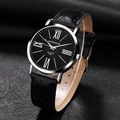Montre à quartz classique avec bracelet en cuir noir et cadran à chiffres romains sur cuir - Cadran Noir Bracelet Noir
