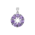 Elegant 925 sterling silver necklace with circular purple zircon floral pendant charm - Pendant Only (No Chain)