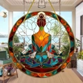 Πολύχρωμο ακρυλικό διακοσμητικό suncatcher με σχέδιο γιόγκα για διακόσμηση σπιτιού - Σχέδιο Γιόγκα Διαλογισμού (2) / 15x15x0.2cm