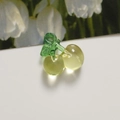 Macro view of transparent acrylic cherry pendant with green leaf for jewelry making - Light Yellow (Single)