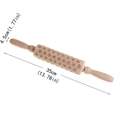 Dettaglio del mattarello in legno da 35cm con motivo a fiocchi di neve e dimensioni - N. 2 - Motivo a Fiocchi di Neve
