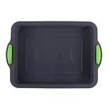 Stampo rettangolare in silicone grigio per brownie con manici laterali verde brillante - Grigio con manico verde