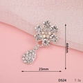 Silver flower pendant with rhinestones for DIY jewelry crafts, size 44mm x 23mm - Silver Plum Blossom Pendant