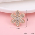 Golden flower charm with white rhinestones and a central crystal, 25mm height - D486 Gold Six-Petal Flower