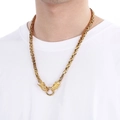 Collar de hombre con cabeza de dragón dorado estilo bizantino en acero - Dorado